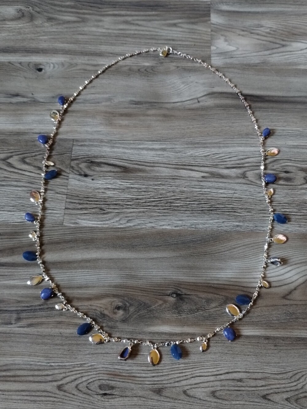 Chicos Silver Tone Blue Accent Necklace